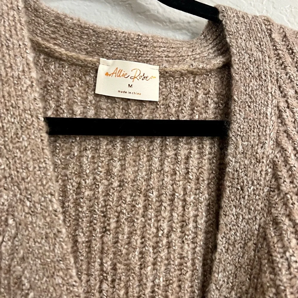 Comfy and cozy Allie Rose Beige knit cardigan sweater - Picture 5 of 11